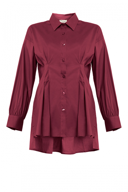 Verena Front Button Shirt - Burgundy