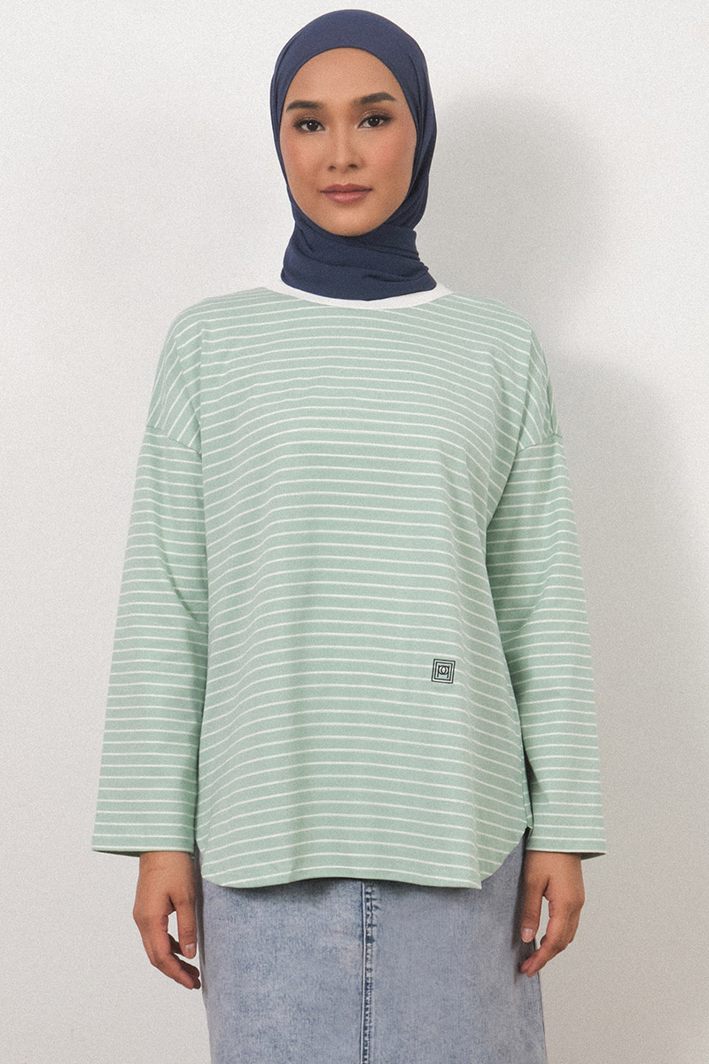 College Drop Shoulder Stripe Tee