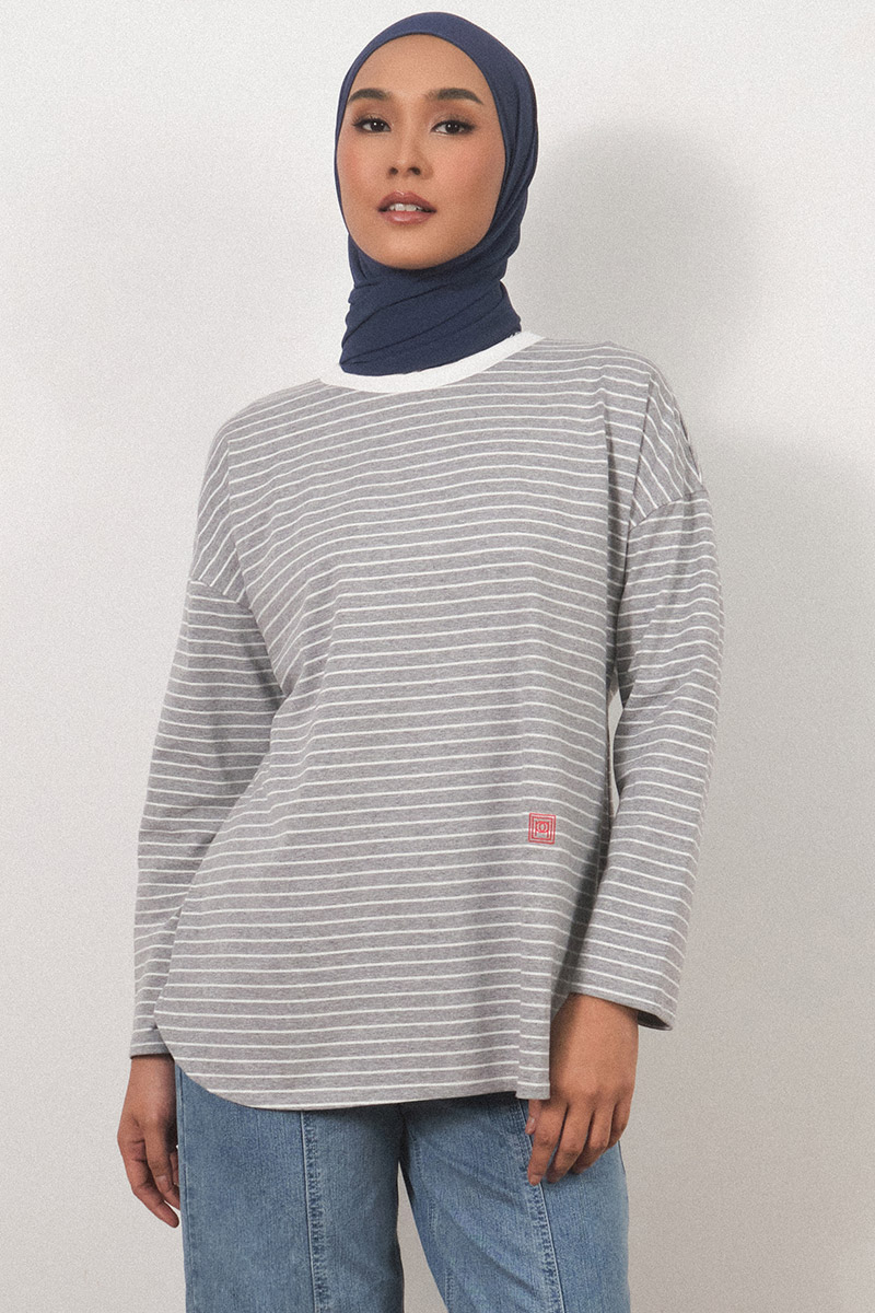 College Drop Shoulder Stripe Tee