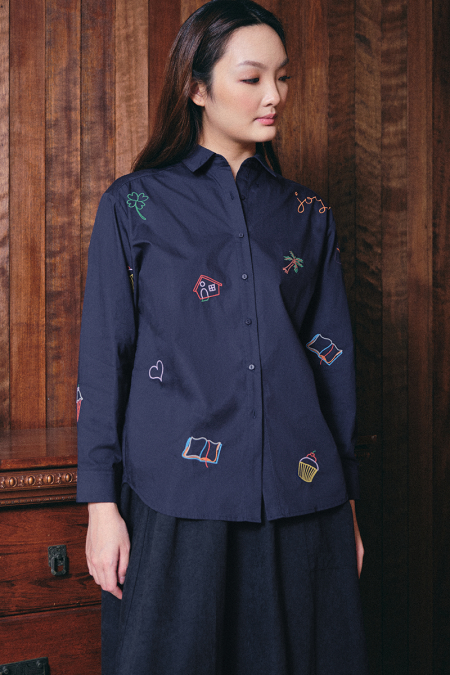 Sweet Escape Front Button Shirt - Eclipse