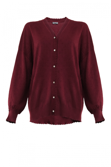 Wisama Drop-Shoulder Cardigan - Deep Rosewood