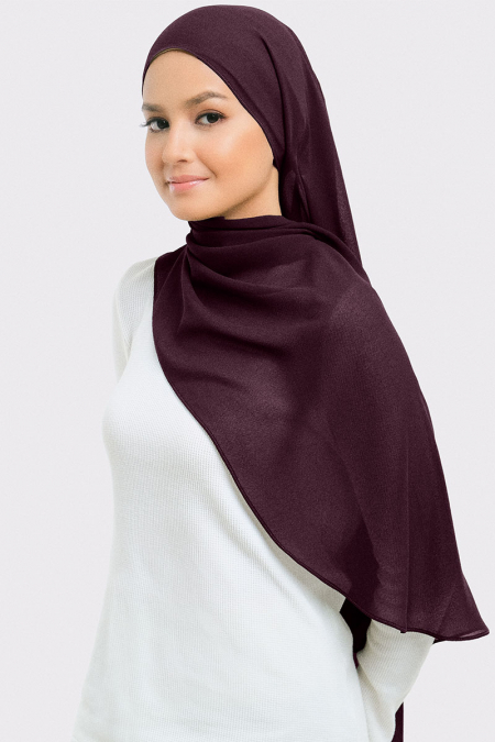 Aida Chiffon Tudung Headscarf - Deep Plum