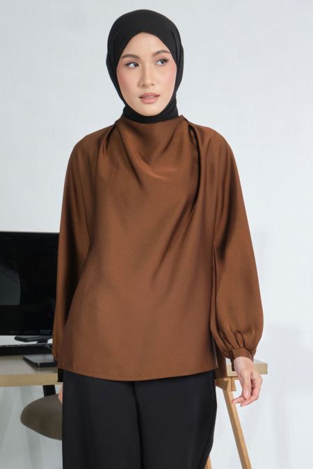 Harisah Flared Blouse - Deep Walnut