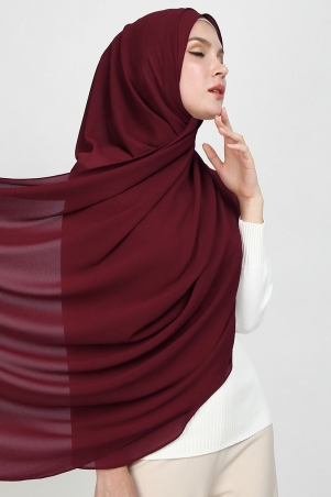 Aida XL Chiffon Tudung Headscarf - Burgundy