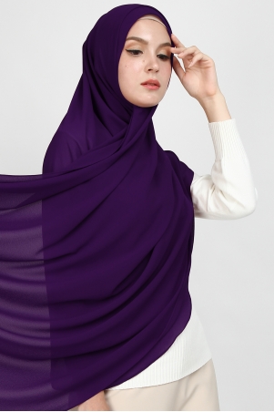 Aida XL Chiffon Tudung Headscarf - Dark Purple