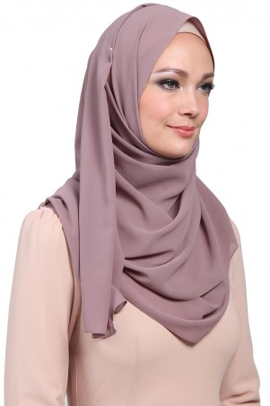 Aida Chiffon Tudung Headscarf - Purplish Grey