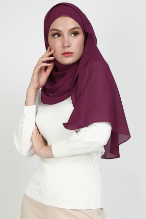 Aida Chiffon Tudung Headscarf - Plum