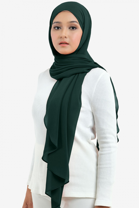 Aida Chiffon Tudung Headscarf - Dark Green
