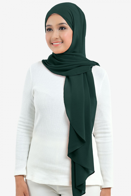 Aida Chiffon Tudung Headscarf - Dark Green
