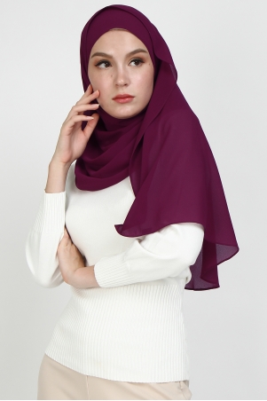 Aida Chiffon Tudung Headscarf - Grape