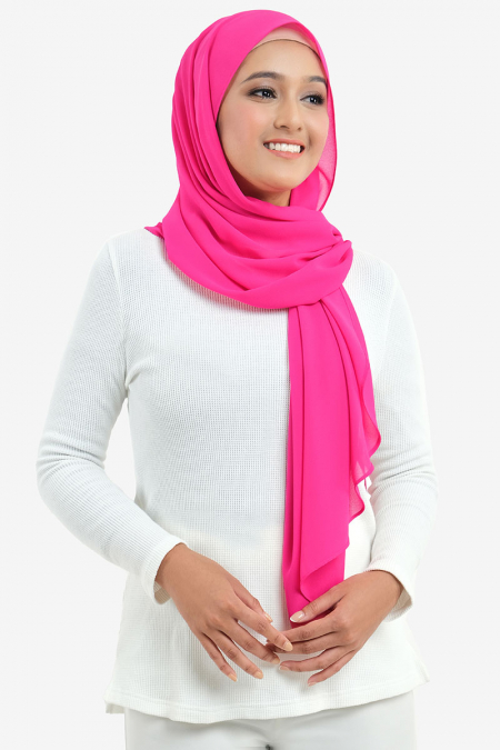 Aida Chiffon Tudung Headscarf - Fuchsia
